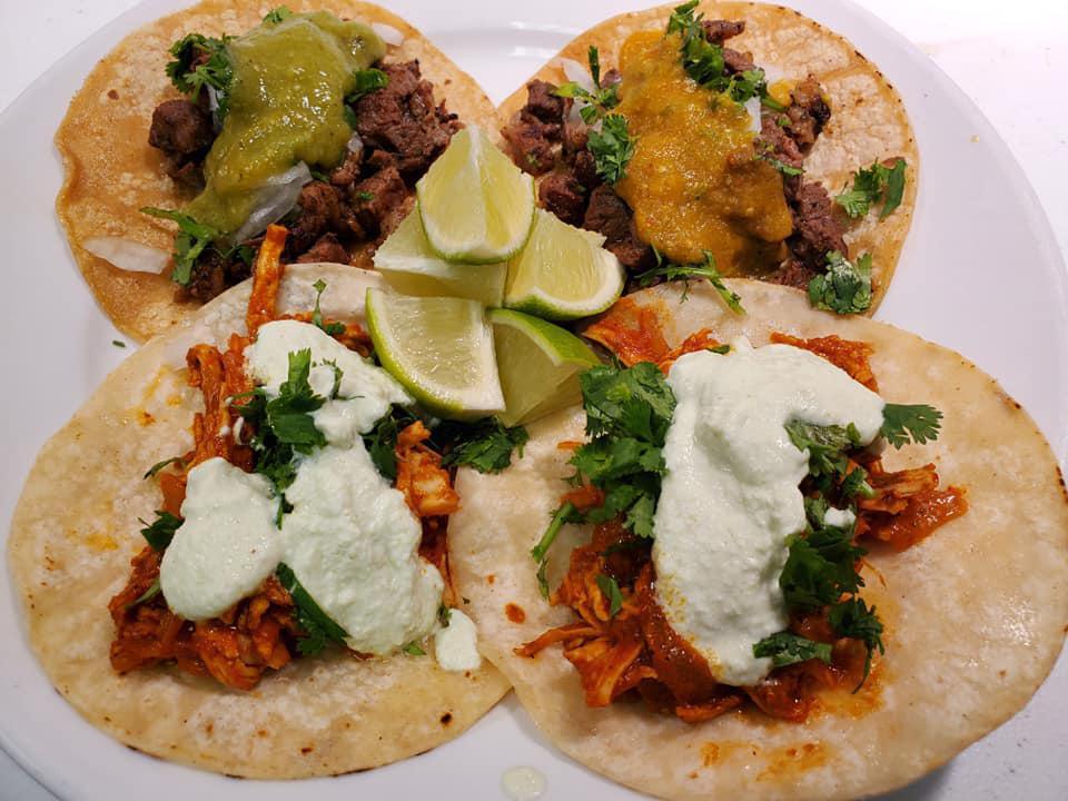 Tacos de Pollo/ Chicken Tacos · Three Chicken tacos served with cilantro and onion with salsa verde on the side 