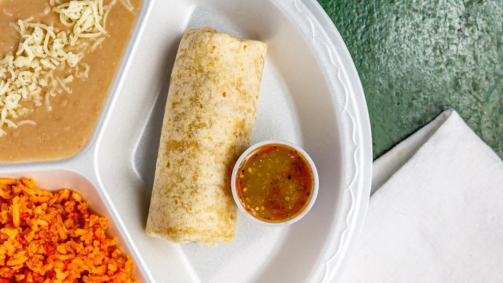 Kids the Sedona Combo · Mini bean and cheese burrito.
8 inch flour tortilla, refried beans, and monterrey jack cheese. Salsa on request. Combo includes mini burrito, Mexican rice, refried beans, and a 12 oz. fountain drink.