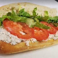 Chicken Salad Cold Sub · Freddie's favorite. Chunks of grilled chicken tenders, mixed with just the right amount of m...