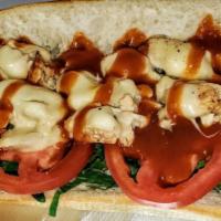 Chicken Barbecue Hot Sub · Chicken tenders grilled and topped with our special barbecue sauce, melted cheese. mayo, let...