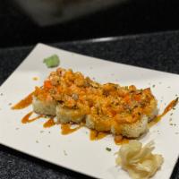 Godfather Roll · Jalapeno, asparagus, and crab inside, a baked mixture of fish on top with special sauce.
