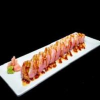 Big Al Roll · Spicy crab, cream cheese and tempura shrimp inside, wrapped with soy paper, eel sauce and sp...