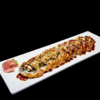 Highlander Roll · Tempura shrimp, cream cheese and jalapeño inside, deep fried with eel sauce on top