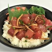 Shoyu Poke · with ginger and ocean salad