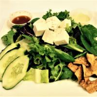 Tofu Salad · Mixed greens, tofu, sesame seeds, cucumbers, one ton chips, lion sauce (sweet chili sauce) a...