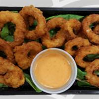Ika Rings · Ika rings with our spicy wasabi mayo sauce.