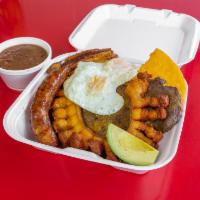 1. Bandeja Paisa · Tradicional Colombian platter res, pollo o cerdo. Beef, chicken or pork.