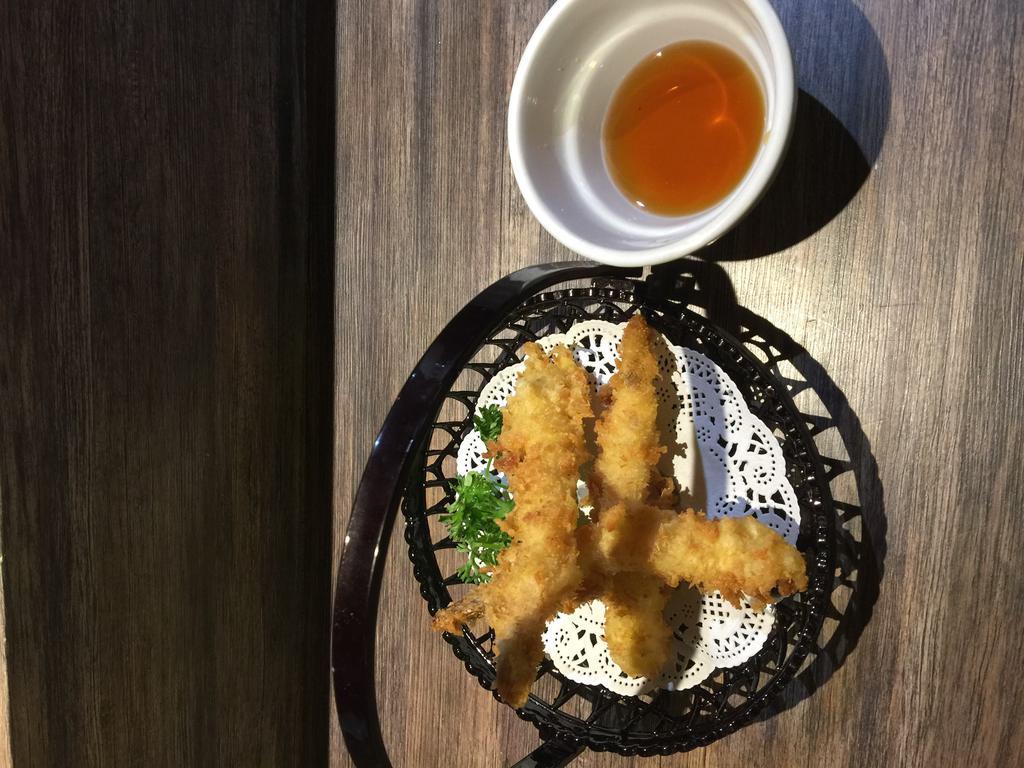 Shrimp Tempura(5pcs) · 3 pieces. Deep fried shrimp with panko.