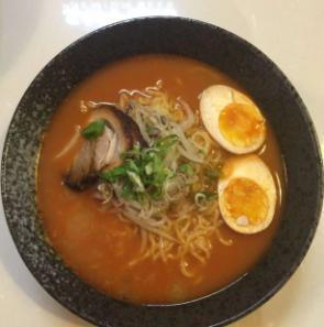 26. Spicy Tonkotsu Ramen · The original pork broth with chef's special blend of hot spices, thin noodles topped with pork chashu, a marinated egg, bamboo spears and bean sprouts.