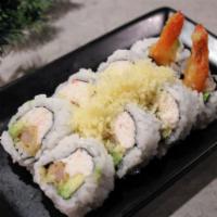 Crunchy Shrimp Tempura Roll · 8 pieces. Imitation Crab, shrimp tempura, avocado, crunch flakes, eel sauce.