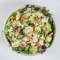 The Protein Bowl · Mixed Greens, Diced Chicken, Hard Boiled Egg, Avocado, Feta, Hemp Seeds & Walnuts
