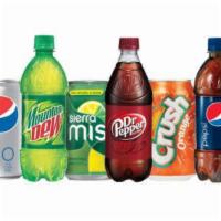 Assorted Sodas (Specify which drink when ordered) · Pepsi, Diet Pepsi, Sierra Mist/Sprite, Orange Soda, Dr. Pepper Mt. Dew