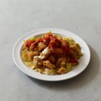 Seafood Basket · Shrimp, calamari, flounder, tartar sauce and North African spicy sauce.