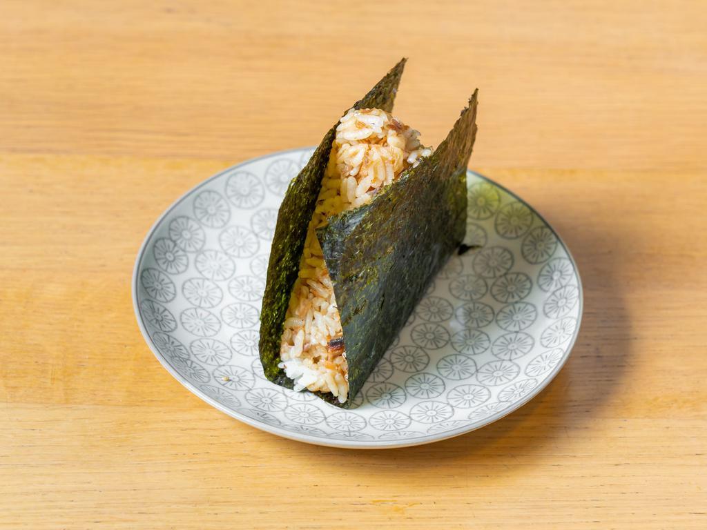 1. Roasted Salmon Onigiri · Sushi rice, roasted salmon teriyaki, and nori.
