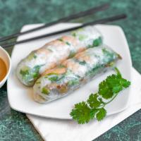 Grilled Chicken Rolls (2) · Grilled chicken, rice noodles, and lettuce wrapped in rice paper. Served with peanut sauce.