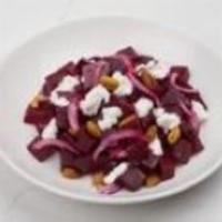 Roasted Beets · Roasted beets, red onion, pistachio, goat cheese, red wine vinaigrette.