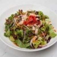 Mista Salad · Leaf lettuce, carrot, red onion, Kalamata olive, roasted pepper, cannellini bean, champagne ...