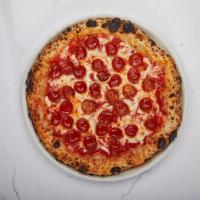Artisan Pepperoni Pizza · Tomato sauce, mozzarella & provola blend, ezzo pepperoni.