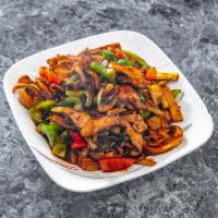 Pad Prik · Green peppers, onions, bamboo shoots and mushrooms stir-fried in a brown sauce. Gluten free.