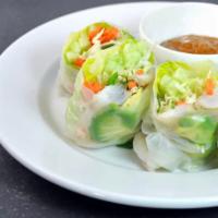 A2. Po Pia Sod · Fresh vegetable summer roll with basil leaves in rice paper. 