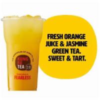 Orange Green Tea · Fresh orange juice with our Jasmine Green Tea. Floral and Sweet.