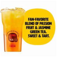 Passion Fruit Green Tea · Floral Jasmine Green Tea with flavorful passion fruit. Tart and Sweet.