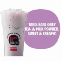 Taro Milk Tea · Earl Grey Black Tea, Sweetness of Taro and creamy milk powder. Nutty, Sweet, and Creamy.