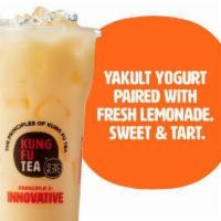Yogurt Lemonade · Smooth Yakult with fresh lemonade. Sour and Sweet.