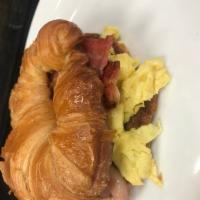 Butcher Holler's Breakfast Sandwich · fresh croissant with steamed eggs, cheddar and bacon