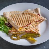 54. Breakfast Quesadilla · Egg whites, turkey bacon, low-fat cheddar and jalapenos.