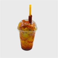 50/50 · in-house mango and pineapple sorbet, diced mango and pineapple, mango nectar, lime, chamoy, ...
