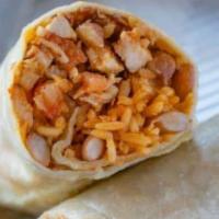 Burrito · Tex-mex cuisine, flour tortilla wraped iingredients choice of a meat or avocado for the vege...