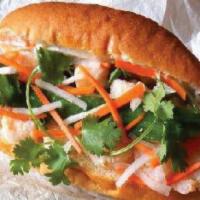 Shrimp Banh Mi Sandwich · A Vietnamese sandwich served on a baguette. 