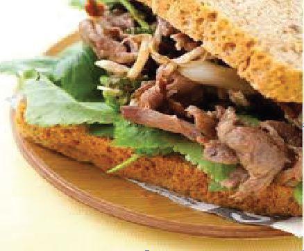 Beef Korean Food Sandwich · Inspired from popular Korean dish bulgogi which is marinated beef with special soy sauce based sauce and onion, scallion sweet and tender.
