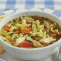 Chicken Noodle Soup · Made on premises serve with garlic bread for delivery with 16 oz. cup. serve with bread bowl...