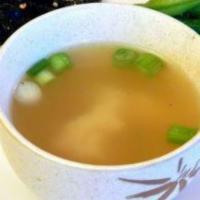Miso Soup · From Miso paste with vegetable broth and tofu, and scallion.