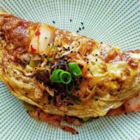 KimChi Omelette · korean. Spicy sauteed kim chi tradition Korean side dish with one in scallion and vegs with ...
