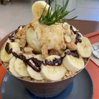 Banana-Chocolate Shaved Ice · Deluxe shaved milk ice recipe develop by Jason top with Fresh banana- and chocolate syrup Ic...
