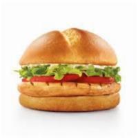 Grilled Chicken Sandwich · French bread, chicken breast, mozzarella, tomato, onion and lettuce.