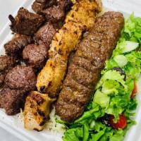 6 Skewer of Any Seekh Kabab Platter · Served with 3 naan, 1 large side order & 3 Naan.