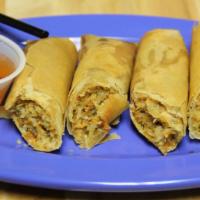1 - Crispy Spring Rolls · Marinated ground pork, shrimp, clear vermicelli, yellow onions, carrots and taro hand-rolled...