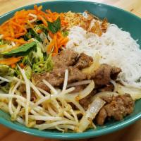 Lemongrass Beef Vermicelli · Lemongrass Beef, onions, scallions, garlic, chile, vermicelli, bean sprouts, lettuce, mint, ...