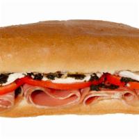 Prosciutto and Mozzarella Sandwich · Prosciutto (Italian ham), tomato, fresh mozzarella, fresh basil olive oil.