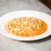 Pasta e Fagioli Soup · Beans, stewed tomato, garlic, minced onion, spices and extra virgin olive oil. 