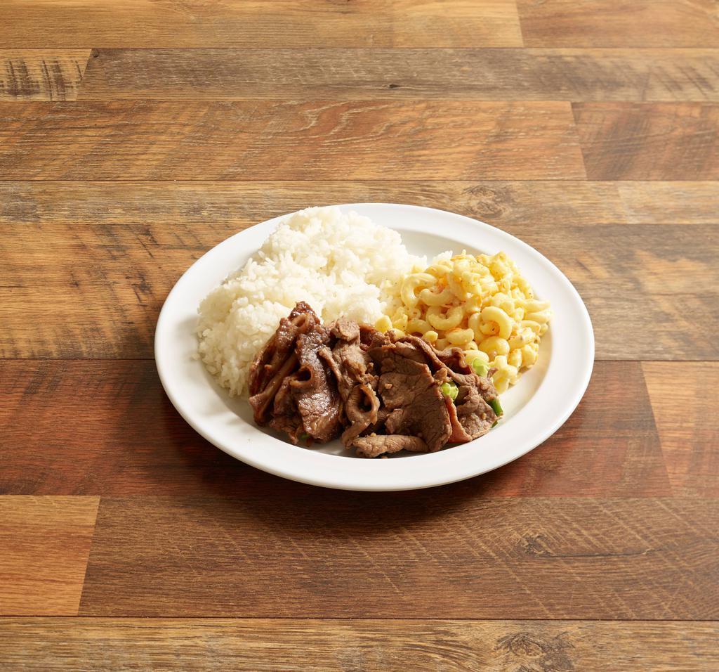 808 Mix Plate · Any 2 meats. Served with 2 scoops of sticky rice and mac salad.