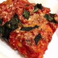 Marinara Pizza · 12 slices. Delicious garlic-based marinara sauce, sprinkled with imported pecorino Romano ch...