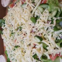 Salad Pizza · Choice of chopped salad served on baked pizza crust, made with or without pizza sauce. Serve...