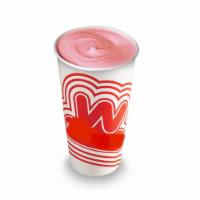 Strawberry Shake · Thick and creamy shake made with tastee freeze soft serve, and strawberry syrup.