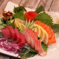 Sashimi Omasake Special · Tuna, salmon, yellowtail, and snapper. Chef special 15.