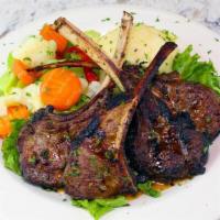 Lamb Chops  · 1/2 rack of lollipop chargrilled chops served with your choice of 2 solos.